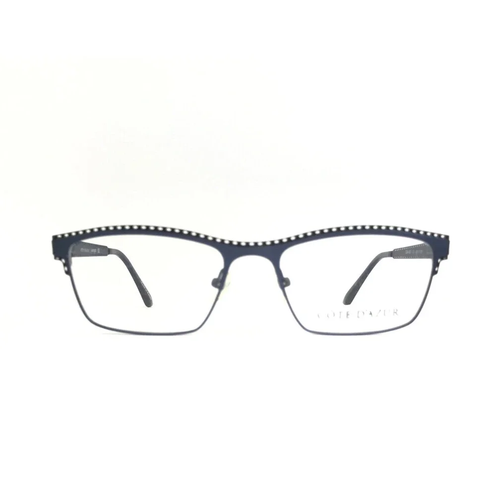 Cote D'azur Eyeglasses Frames CDA-257 C3 Navy Blue Rectangle Full Rim 53-17-137